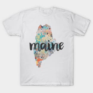 maine - calligraphy and abstract state outline T-Shirt